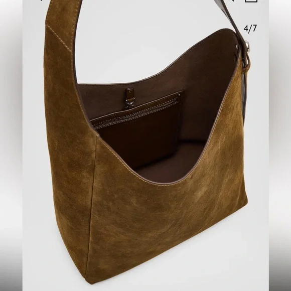 Tory Burch Olive Green Suede Romy Suede Hobo Bag - Picture 13 of 15